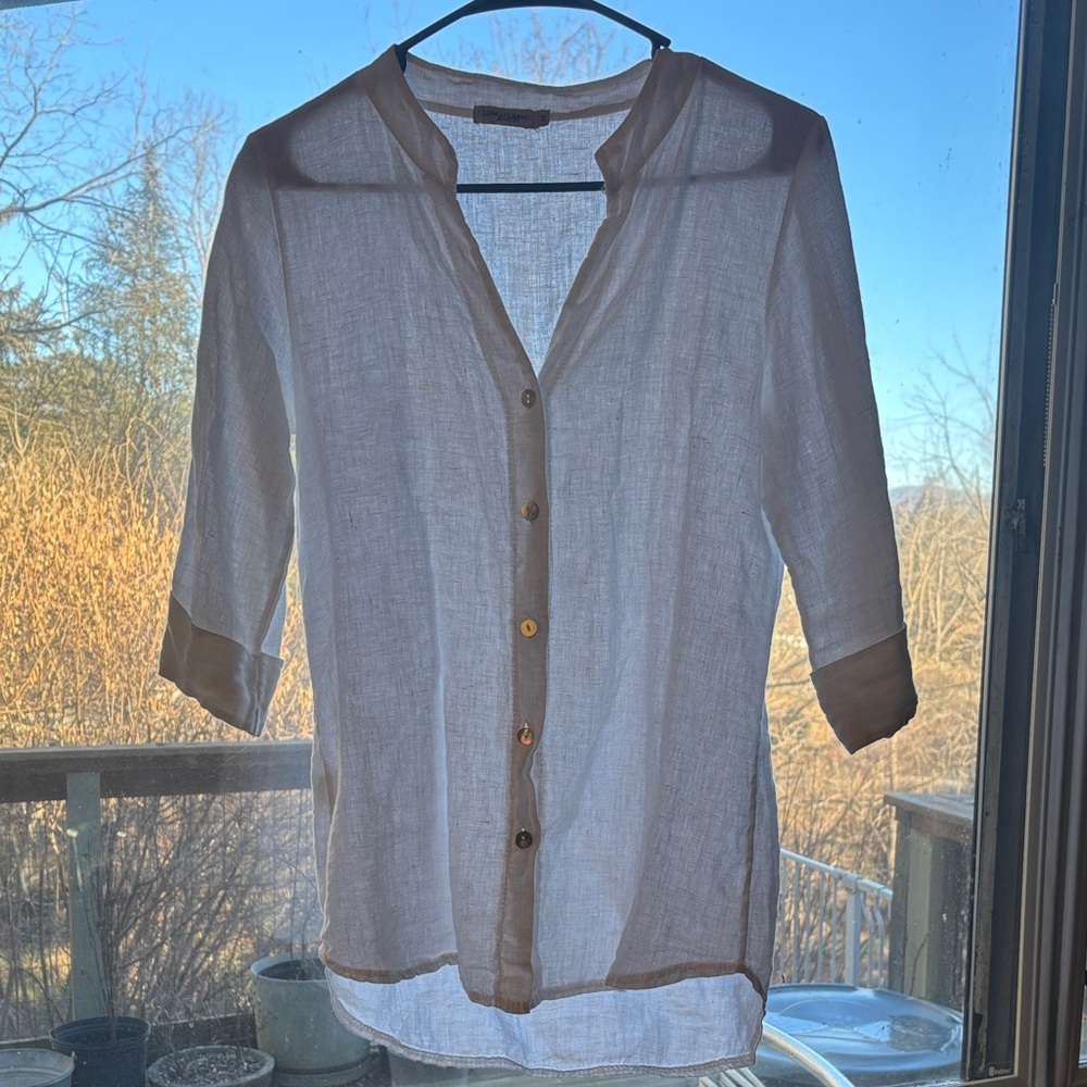 Elegant White Women's Linen Tunic